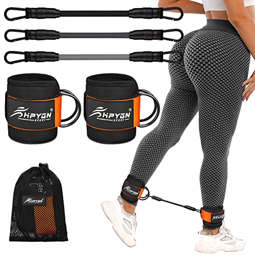 Ankle Resistance Bands with Cuffs, Ankle Bands for Working Out, Resistance Bands for Leg Butt Training Exercise Equipment for Kickbacks Hip Gluteus Training Exercises, Ankle Strap with Exercise Bands