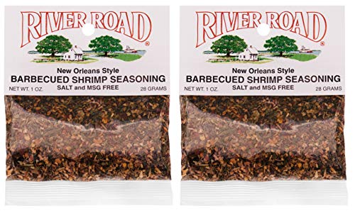River Road Salt-Free No MSG Barbecued Shrimp Seasoning, 1 Ounce Bags (Pack of Two Bags - Seasons Up To 6 Pounds of Unpeeled Shrimp Total)