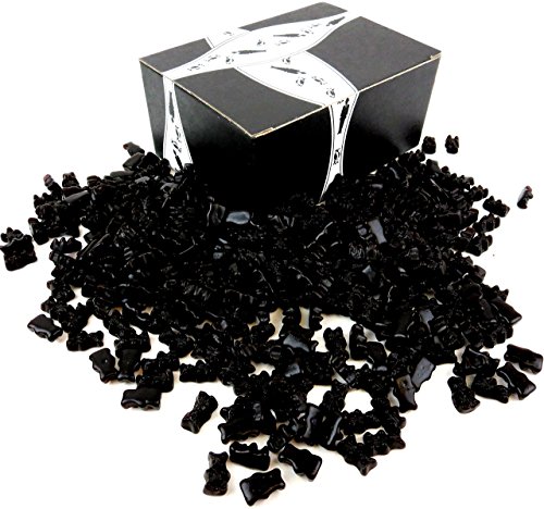 Gustaf's Sugar Free Salty Dutch Black Licorice Bears, 2.2 lb Bag in a BlackTie Box