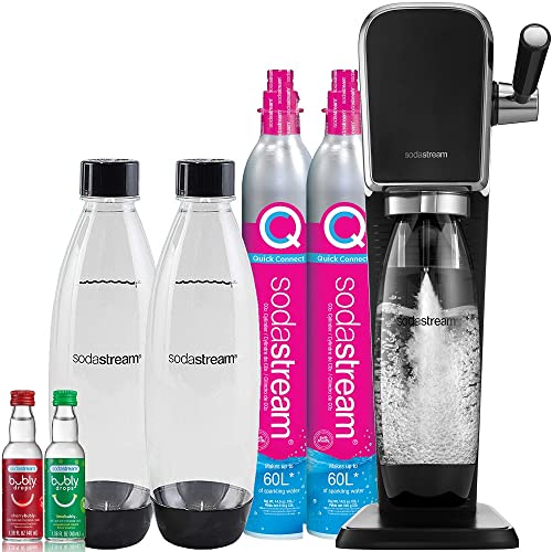 SodaStream Art Sparkling Water Maker Bundle (Black), with CO2, DWS Bottles, and Bubly Drops Flavors