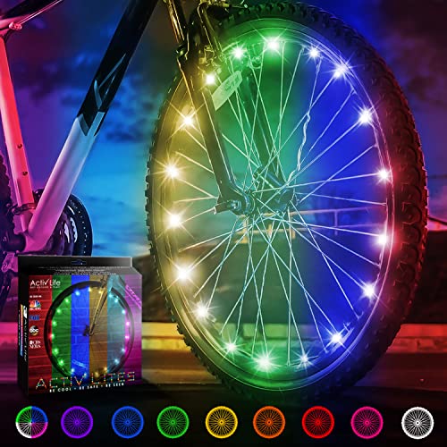 Activ Life Bike Lights, Color-Changing, 1-Tire Pack LED Bicycle Christmas Lights for Wheels with Batteries Included, Best Mountain Bike Accessories for Adults & Kids, Ideas
