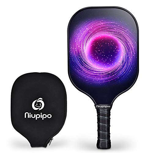 niupipo Pickleball Paddle, USAPA Approved Pickleball Paddle with Fiberglass Surface, Protective Cover, Ultra Cushion, Polypropylene Honeycomb Core, 4.5-Inch Grip, 8.2 Ounces, Purple