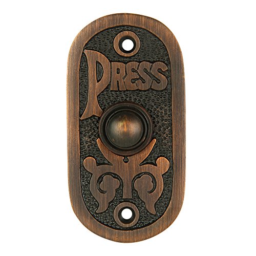Wired Brass Doorbell Chime Push Button in Oil Rubbed Bronze Finish Vintage Decorative Door Bell with Easy Installation, 3 1/8' X 1 1/2'
