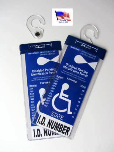 2 MirorTag Silver by JL Safety - Easily Display & Put Away a Handicapped Parking Placard. Strong Hook high Heat Rated. Magnetically snap The Holder On & Off. Post Diameter 1'. 2 Included. Made in USA