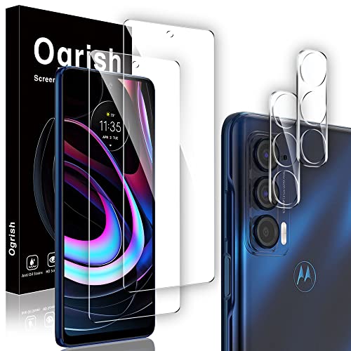 Ogrish [2+2 Pack] Tempered Glass Screen Protector for Motorola Moto Edge (2021)/Moto Edge 5G UW 2021 and 2 Pack Camera Lens Protector - Anti-fingerprint, Shatter Proof, HD Clear