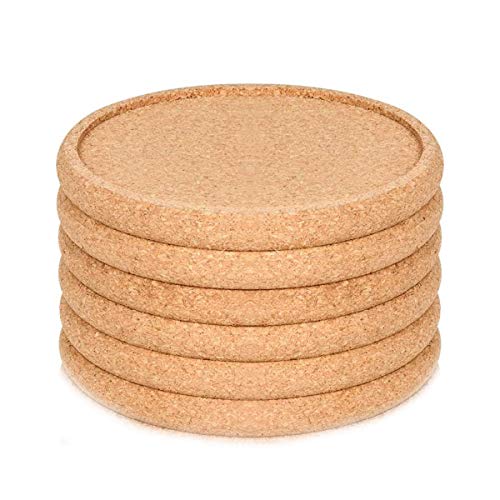 Round Woven Cotton Braided Insulation Mat, Round Cork Coasters Set, Non-Slip Mug Pad Placemats, Cork Coasters Table Mat, Natural Coffee Cup(6PCS)