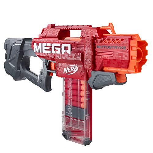 NERF Mega Motostryke Motorized 10-Dart Blaster - Includes 10 Official Mega Darts and 10-Dart Clip - for Kids, Teens, Adults