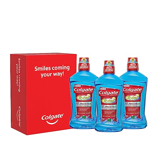 Colgate Total Mouthwash, Alcohol Free Mouthwash, Peppermint, 33.8 Ounce, 3 Pack