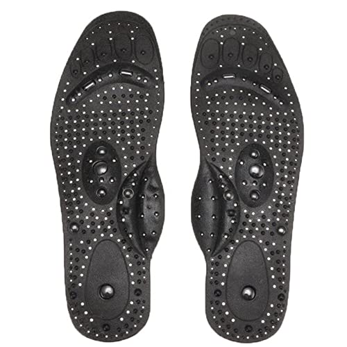 Acupressure Magnetic Shoe Insoles,Foot Massage Shoe-Pad Foot Therapy Reflexology Pain Relief Shoe Inserts,Black (Black, Male)