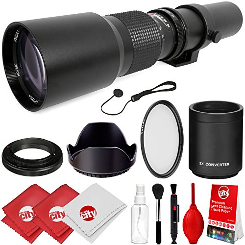 Opteka 500mm/1000mm f/8 Manual Telephoto Lens for Olympus OM-D E-M1, E-M5, E-M10, Pen-F, E-PL8, E-PL7, E-P5, E-PL5, E-PM2, E-P1, P2, PL1, PL1s and PL2 Micro Four Thirds Digital Cameras