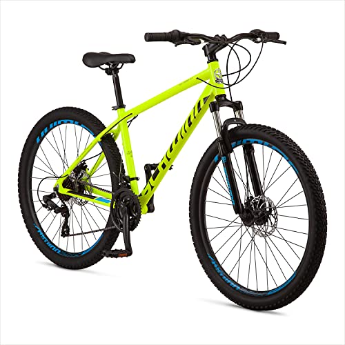 Schwinn High Timber ALX Youth/Adult Mountain Bike for Men and Women, 27.5-Inch Wheels, 21-Speed, Aluminum Frame and Mechanical Disc Brakes, Yellow