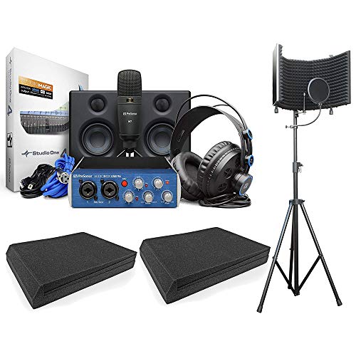 PreSonus AudioBox Studio Ultimate Bundle Complete Hardware/Software Recording Kit w/AxcessAbles Isolation Shield and Speaker Foam Pads. For Bluetooth wireless audio, Home Studio, Podcast.