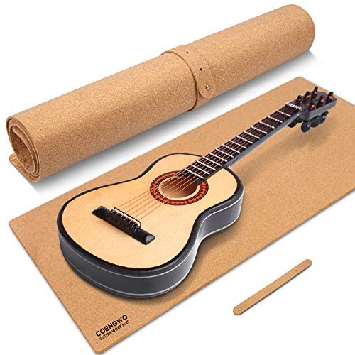 Guitar Work Mat, Double Cork Layer Guitar Workbench Mat Non Slip String Instrument Workstation Mat Pad for Luthier Cleaning and Repairing Care