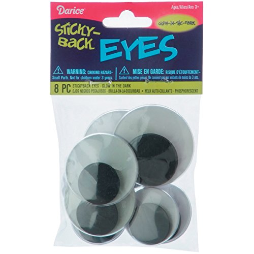 Darice Eye-Glow in The Dark Sticky Back Wiggle Eyes (8 Pack)