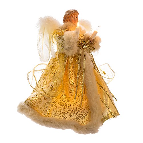 Kurt Adler UL 10-Light Angel Treetop Figurine, 10-Inch, Ivory and Gold