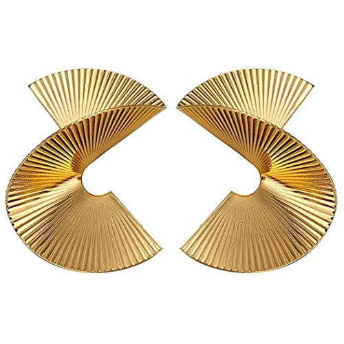 Bmadge Gold Geometric Earrings Exaggerated Statement Earrings Punk Stylish Sectored Twisted Earring Jewelry for Women and Girls (Sectored)