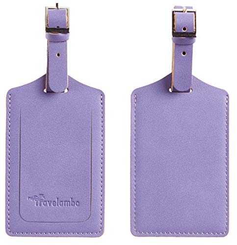 Travelambo Luggage Tag Faux Leather for Suitcase Women Kids Funny Cute (Classic Purple)