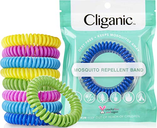 Cliganic 10 Pack Mosquito Repellent Bracelets, DEET-Free Bands, Individually Wrapped