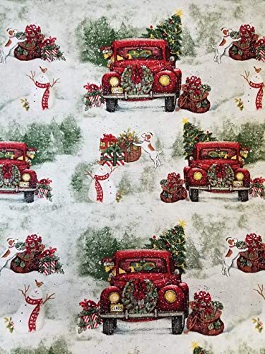 Christmas Red Pickup Truck Tree Country 16' Valance