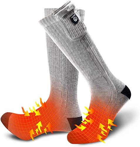 Heated Socks for Men Women, Electric Socks with 7.4V 2200mAh Rechargeable Battery Foot Warmers for Winter Sports Snow Ski Hunting Camping Hiking Riding (Grey, M)