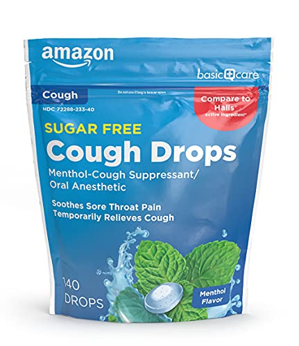 Amazon Basic Care Sugar Free Menthol Cough Drops, 140 count (Previously SoundHealth)