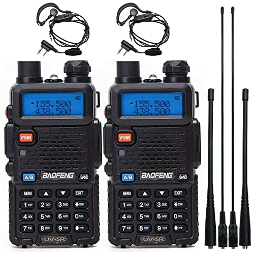 2 Pack Baofeng UV-5R Two Way Radio Ham Radio Handheld Rechargeable Long Range Portable Baofeng Walkie Talkie with 2 Pack 771 Antenna (Black)