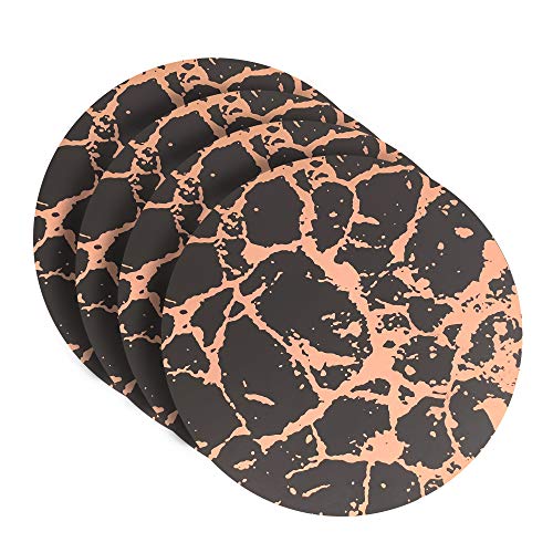Placemats Dining Table Place Mats, Kitchen Mat Placemats Table Decor Placemats for Kitchen Table Washable Heat Resistant Dining Table Non Slip Set of 4 Marble Round 15 X 15 in Black Rose Gold