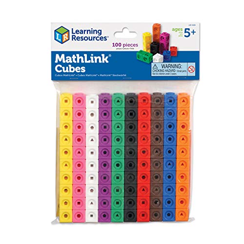 Learning Resources MathLink Cubes - Set of 100 Cubes, Ages 5+ Kindergarten STEM Activities, Math Manipulatives and Counters, Homeschool and Teacher Supplies