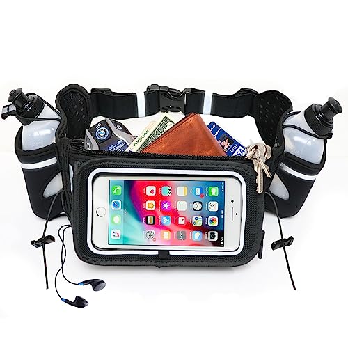 [Voted No.1 Hydration Belt] Runtasty Winners' Running Fuel Belt - Includes accessories: 2 BPA Free Water Bottles & Runners Ebook - Fits Any iPhone - w/Touchscreen cover - No Bounce Fit and more!