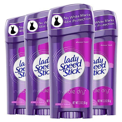 Lady Speed Stick Invisible Dry Antiperspirant Deodorant, Shower Fresh, 2.3oz, 4 Pack