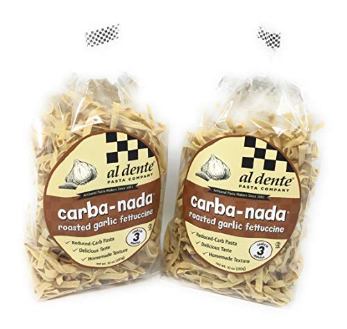 2 Packs Al Dente Pasta Carba-Nada Roasted Garlic Fettuccine 10 Ounce Bag