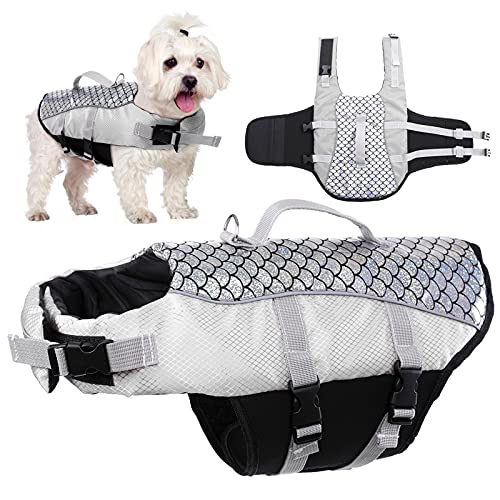 Dog Water Life Jackets for Small Medium Large,Doggy Life Vest High Buoyancy,Ripstop Life Preserver Dogs Lifesaver Swimming Suit for Beach Boating Canoeing Surfing,Inflatable Safety Jacket Dog Swimwear
