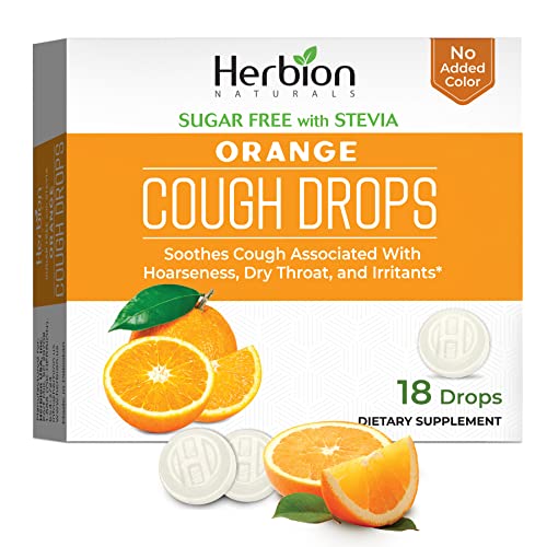Herbion Naturals Sugar Free Cough Drops with Natural Orange Flavor, Natural Orange, (Pack of 1), 18 Count