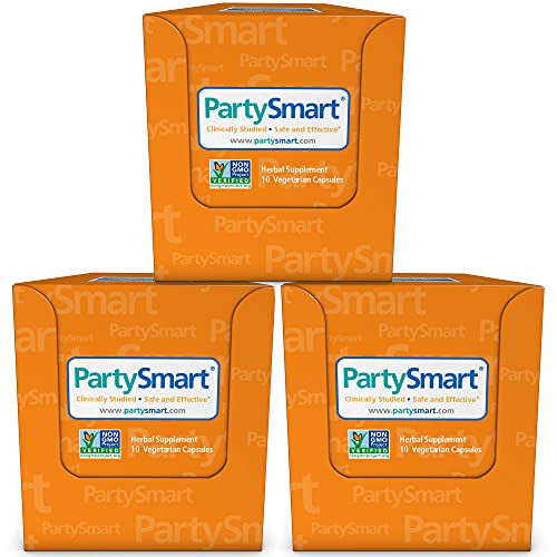 Himalaya PartySmart, One Capsule for a Better Morning, Plant-Based, Liver Support, Better Morning After Drinking, Alcohol Breakdown, Clinically Studied, Non-GMO Project Verified, 10 Capsules, 3 Pack.