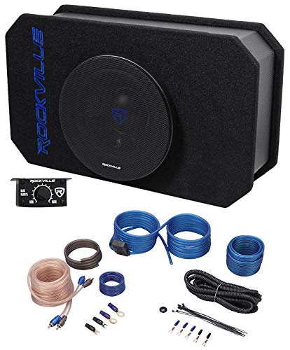 8 inch Tunnel Slot Ported Powered Subwoofer Enclosure and Amp for Jeep Wrangler 87-06 Black