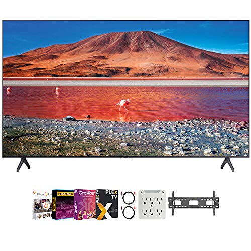 SAMSUNG UN65TU7000 65' 4K Ultra HD Smart LED TV Bundle with Premiere Movies Streaming + 30-70 Inch TV Wall Mount + 6-Outlet Surge Adapter + 2X 6FT 4K HDMI 2.0 Cable