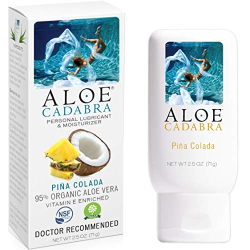 Aloe Cadabra Natural Water Based Personal Lube, Organic Lubricant for Her, Him & Couples, Unscented, 2.5 oz Pina Colada