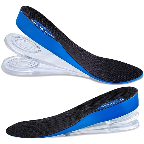 Dr. Shoesert 3-Layer Adjustable Height Increase Insoles, 3/4 Length Shock Absorption Cushion Heel Lift Inserts (Large, Blue)