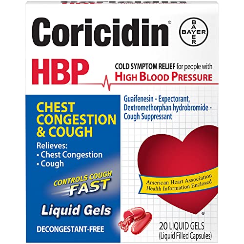 Coricidin HBP Chest Congestion & Cough Liquid Soft Gels, 20 ct (Pack 2)
