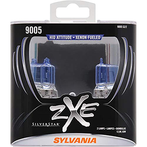 SYLVANIA - 9005 (HB3) SilverStar zXe High Performance Halogen Headlight Bulb - Bright White Light Output, HID Attitude, Xenon Fueled Technology (Contains 2 Bulbs)