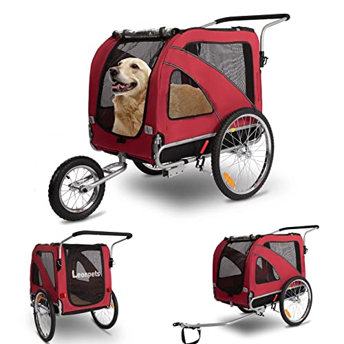 Sepnine Leopets 3 in 1 Pet Dog Bike Trailer,Dog Cart for Large,Bicycle Trailer with Jogger and Stroller