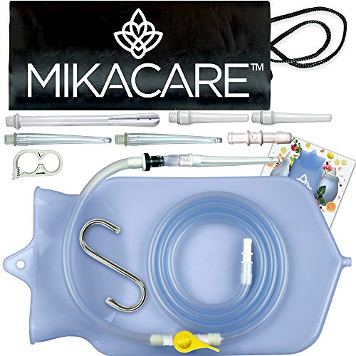 Mikacare Enema Bag Kit Clear Non-Toxic Silicone. for Coffee and Enema Kit for Colon Cleansing - Enema Detox - 2 Quart - Home Colonic Kit - Enema Coffee not Included