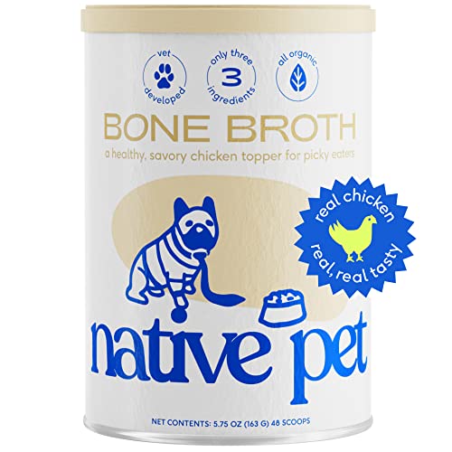 Native Pet Bone Broth for Dogs | Dog & Food Topper Picky Eaters Cat Toppers Gravy Dry Chicken Powder Cats