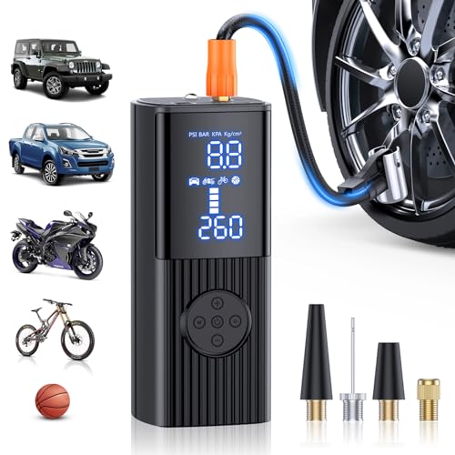 Hafuloky Tire Inflator Portable Air Compressor - 180PSI & 20000mAh Portable Air Pump, Accurate Pressure LCD Display, 3X Fast Inflation for Cars, Bikes & Motorcycle Tires, Balls. P008