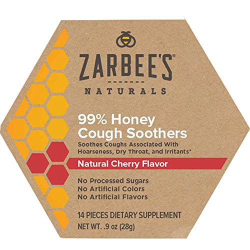 Zarbee's Naturals 99% Honey Cough Soothers, Natural Cherry Flavor,Drops, 14 Count