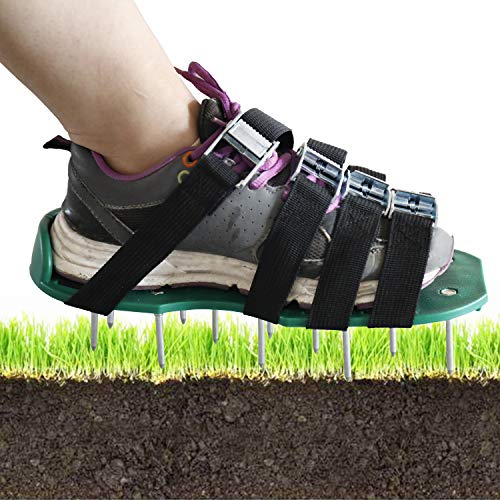 RELMON Lawn Aerator Spike Shoes with Heavy Duty Metal Buckles, 4 Adjustable Straps and Sharper Spikes for Effective Soil Aeration for Greener Yard, About 2inch/5cm Spikes