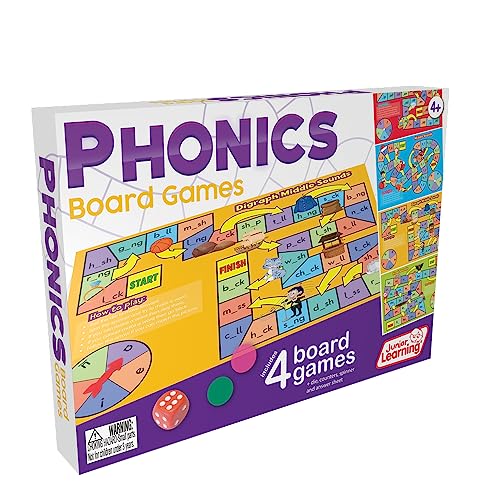 Junior Learning Phonics Board Games Set, 6 Counters, Ages 4-5, Language Skills, Pre K-K