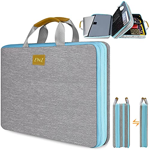 ZINZ Slim and Expandable Laptop Sleeve 15 15.6 16 Inch Case Bag for Popular 15'-16' Notebooks Water-Resistant Handbag Multipurpose Computer Accessories Storage Bag -Gray