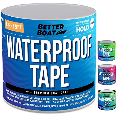 White Waterproof Tape for Leaks Thick Heavy Duty Water Proof Tape Sealing Marine Grade Outdoor Pools, Gutter, Underwater, Stop Leak Seal Tape Repair Patch & Seal Sealant 15 Feet x 4 Inches