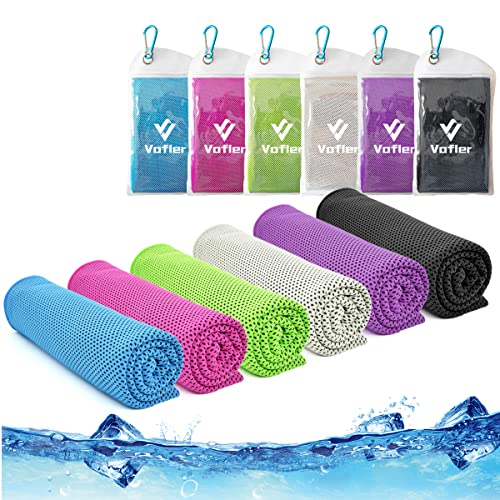 Cooling Towel,Vofler 6 Pack Cool Towels Microfiber Chilly Ice Cold Head Band Bandana Neck Wrap (40'x 12') for Athletes Men Women Youth Kids Dogs Yoga Outdoor Golf Running Hiking Sports Camping Travel